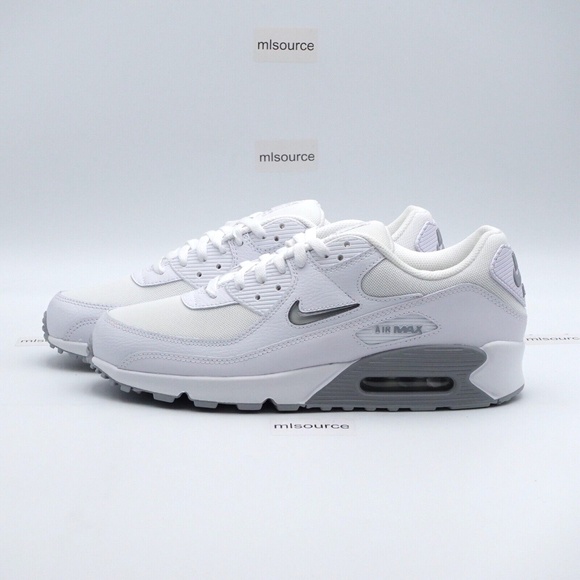 NEW Size 12 Men's Nike Air Max 90 Jewel Swoosh Sneakers FN8005-100 White - Picture 1 of 6